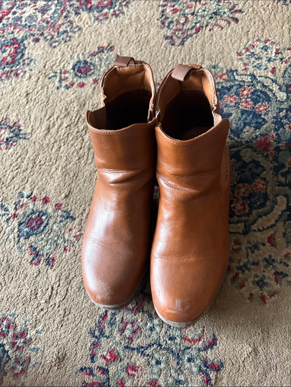 Women's Tan Leather Heeled Ankle Boots